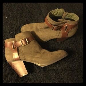 Size 8 green/brown booties